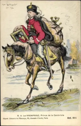 Künstler Ak Le Kronprinz, Prince de la Cambriole, Karikatur 1914