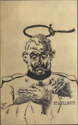 Künstler Ak St. Guillaume, Kaiser Wilhelm II., Heiligenschein aus Henkerstrick