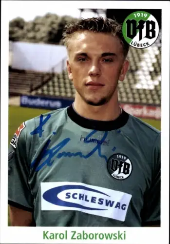 Autogrammkarte Fußballer Karol Zaborowski, VfB Lübeck, Autogramm