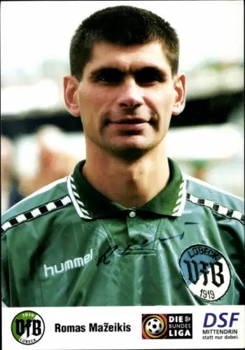 Autogrammkarte Fußballer Romas Mažeikis, VfB Lübeck, Autogramm