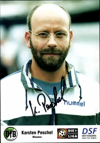 Autogrammkarte Masseur Karsten Peschel, VfB Lübeck, Autogramm