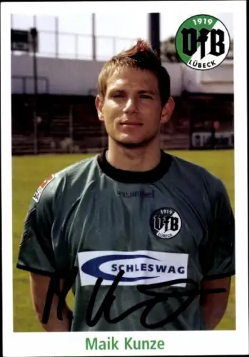 Autogrammkarte Fußballer Maik Kunze, VFB Lübeck, Autogramm