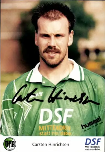 Autogrammkarte Fußballer Carsten Hinrichsen, VfB Lübeck, Autogramm