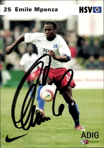 Autogrammkarte Fußballer Emile Mpenza, Hamburger SV / HSV, Autogramm