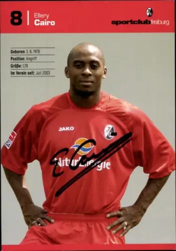 Autogrammkarte Fußballer Ellery Cairo, SC Freiburg, Autogramm