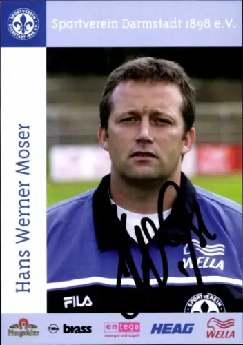 Autogrammkarte Fußballer Hans Werner Moser, SV Darmstadt 98, Autogramm
