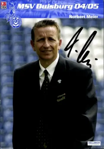 Autogrammkarte Cheftrainer Norbert Meier, MSV Duisburg, Autogramm