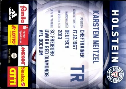 Autogrammkarte Cheftrainer Karsten Neitzel, Holstein Kiel, Autogramm