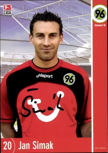 Autogrammkarte Fußballer Jan Simak, Hannover 96, Autogramm