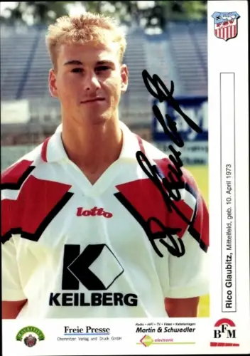 Autogrammkarte Fußballer Rico Glaubitz, FSV Zwickau, Autogramm