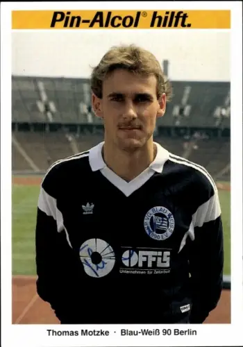 Autogrammkarte Fußballer Thomas Motzke, Blau Weiß 90 Berlin, Autogramm