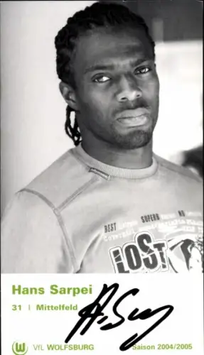 Autogrammkarte Fußballer Hans Sarpei, VfL Wolfsburg, Autogramm