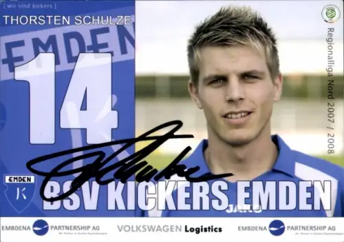 Autogrammkarte Fußballer Thorsten Schulze, BSV Kickers Emden, Autogramm