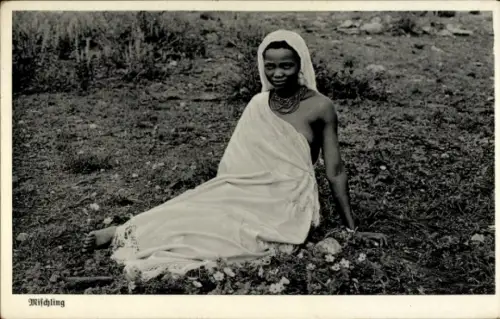 Ak Deutsch Südwest-Afrika Namibia, junge Frau im weißen Gewand