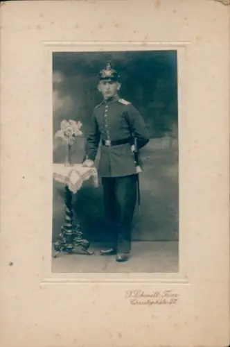 Kabinett Foto Trier an der Mosel, Deutscher Soldat in Uniform, Garde-Grenadier-Regiment Berlin