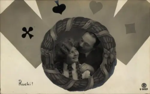 Passepartout Ak Liebespaar, Rucki, Spielkarten