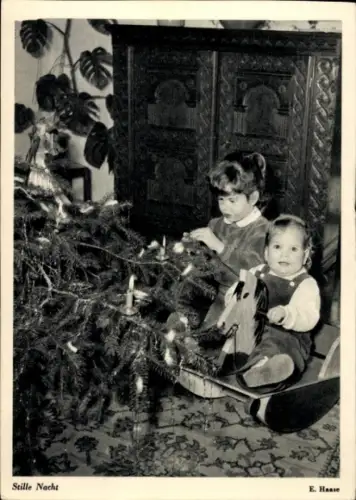 Ak Weihnachten, Stille Nacht, Tannenbaum, Kinder