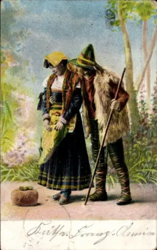 Ak Liebespaar in niederländischer? Tracht