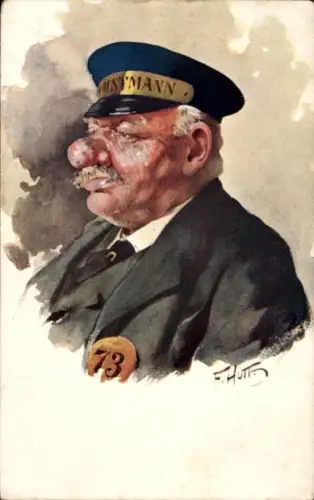 Künstler Ak Hutt, F., Portrait eines Mannes in Uniform