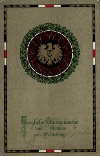 Ak Glückwunsch Geburtstag, Wappen, Adler