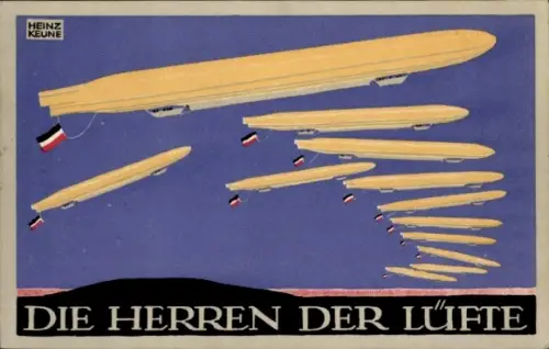 Künstler Ak Keune, H., Herren der Lüfte, Zeppeline, Luftschiffe