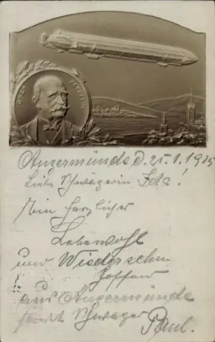 Präge Ak Zeppelin Luftschiff, Portrait Graf Zeppelin