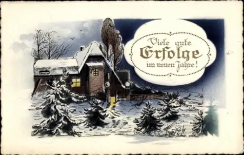 Ak Glückwunsch Neujahr, Dorfidyll