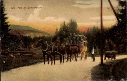 Ak Die Post im Schwarzwald, Postkutsche