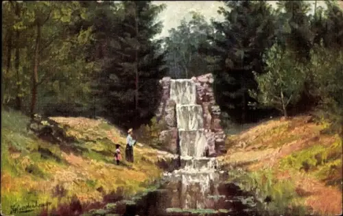 Künstler Ak Gerstenhauer, Wasserfall