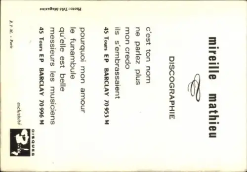 Ak Sängerin Mireille Matthieu, Portrait