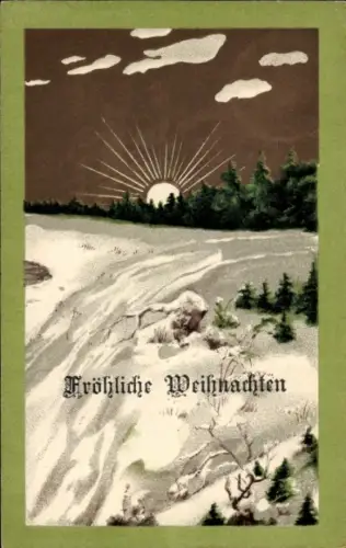 Präge Ak Frohe Weihnachten, Schneelandschaft