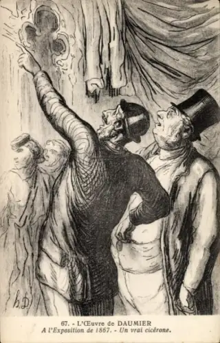 Künstler Ak Daumier, Un vrai cicérone, exposition de 1867