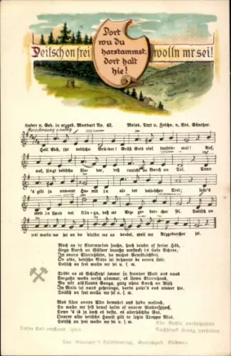 Lied Ak Anton Günther, Deitsch on frei wolln mr sei, Erzgebirgische Mundart