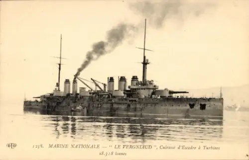Ak Französisches Kriegsschiff, Marine Militaire, Le Vergniaud, Cuirasse d'Escadre