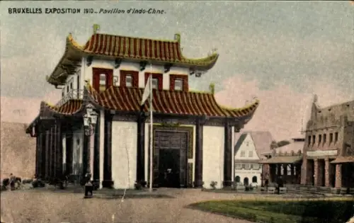 Ak Brüssel, Weltausstellung 1910, Pavillon Indo Chine