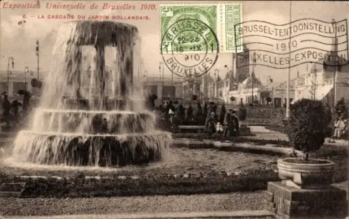 CPA Exposition Universelle de Bruxelles 1910, Cascade du Jardin Hollandais