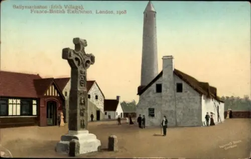 Ak London England, Franco-British Exhibition 1908, Ballymaclinton, Irish Village