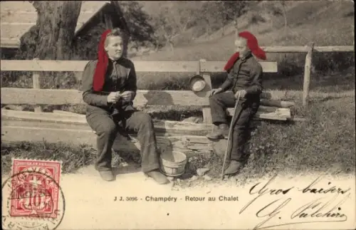 Ak Champéry Kanton Wallis, Retour au Chalet