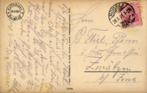 Ak Steinthaleben Kyffhäuserland in Thüringen, Kyffhäuser, Kaiser Wilhelm Denkmal