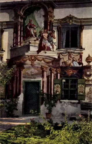 Ak Oberammergau in Oberbayern, Wandgemälde, Haus des Herrn Dr. Lang, Oberammergau