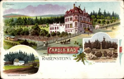 Litho Rabenstein Chemnitz in Sachsen, Carola-Bad, Waldwärter-Haus