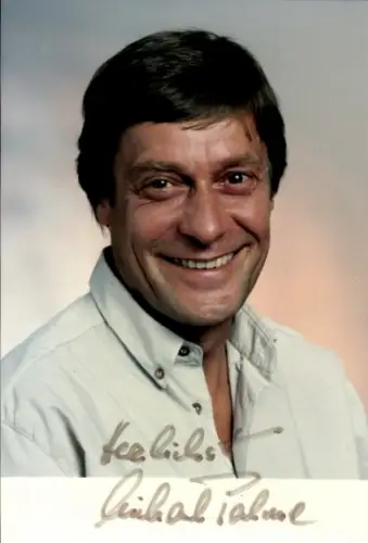 Autogrammkarte Sportjournalist Michael Palme, Portrait, Autogramm