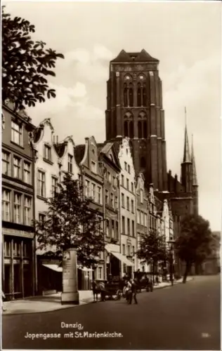 Ak Gdańsk Danzig,  Jopengasse, St. Marienkirche,  Gebäude