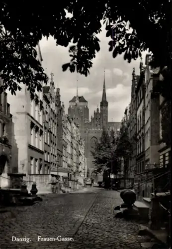 Ak Gdańsk Danzig,  Frauen-Gasse,  Gebäude, Straßenansicht