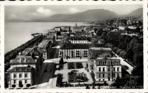 Ak Neuchâtel Neuenburg Stadt,  Quartier de l'Est, Stadtansicht, Schwarz-Weiß-Foto