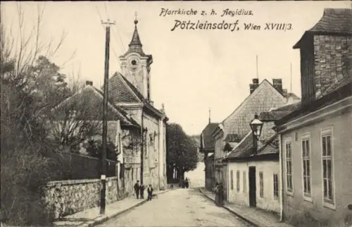 Ak Pötzleinsdorf Wien 18 Währing, Pfarrkirche zum heiligen Aegidius