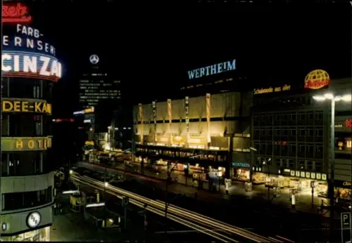 Ak Berlin Charlottenburg, Kurfürstendamm, Leuchtreklame, Wertheim