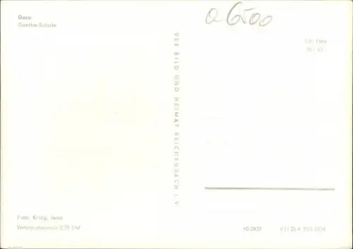 Ak Gera in Thüringen, Goethe-Schule