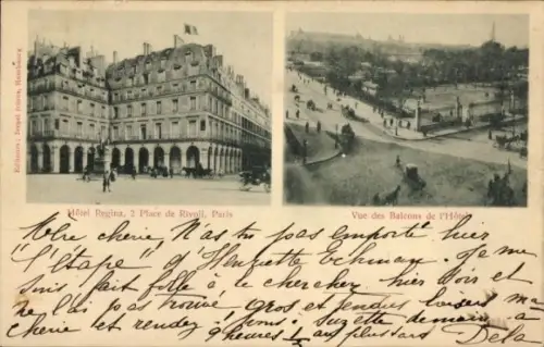CPA Paris I., Hotel Regina, 2 Place de Rivoli