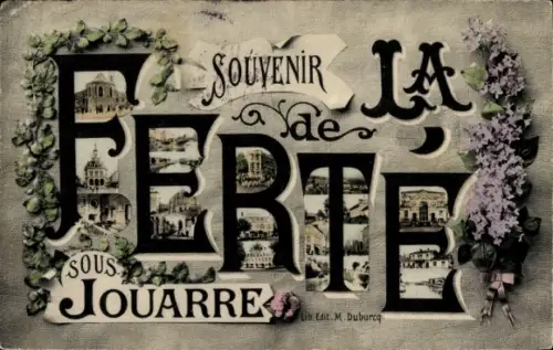Buchstaben Ak La Ferte sous Jouarre Seine et Marne, Blumen, Souvenir